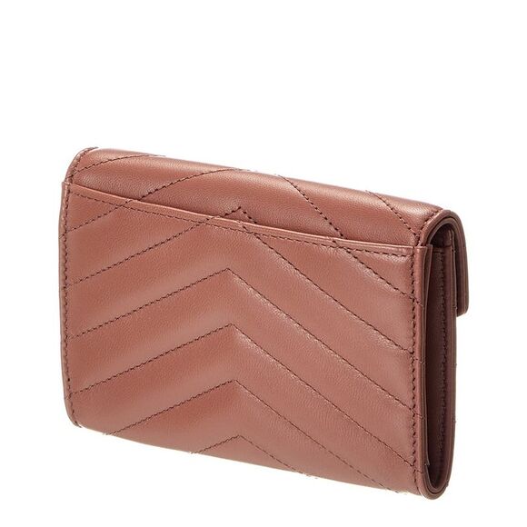 Saint Laurent Small Matelasse Leather Envelope Wallet, Pink - Picture 2 of 5